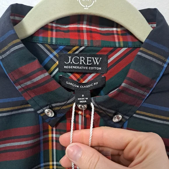 J.Crew Embellished Garcon Shirt Stewart Tartan Cotton Poplin 8 NWT - Picture 7 of 10